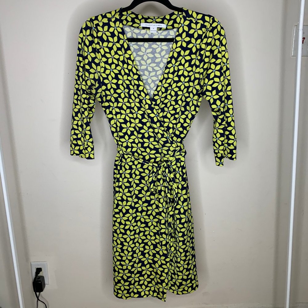 Diane Von Furstenberg Neon Pattern Wrap Dress